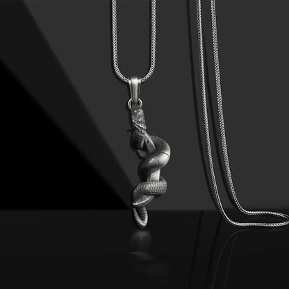 Fantasy Serpent Wrapping Crescent Necklace