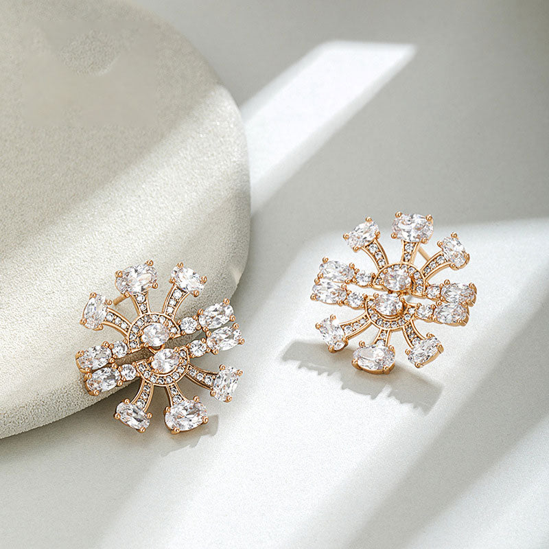 Fashionable Fireworks Colored Zircon Stud Earrings for Women