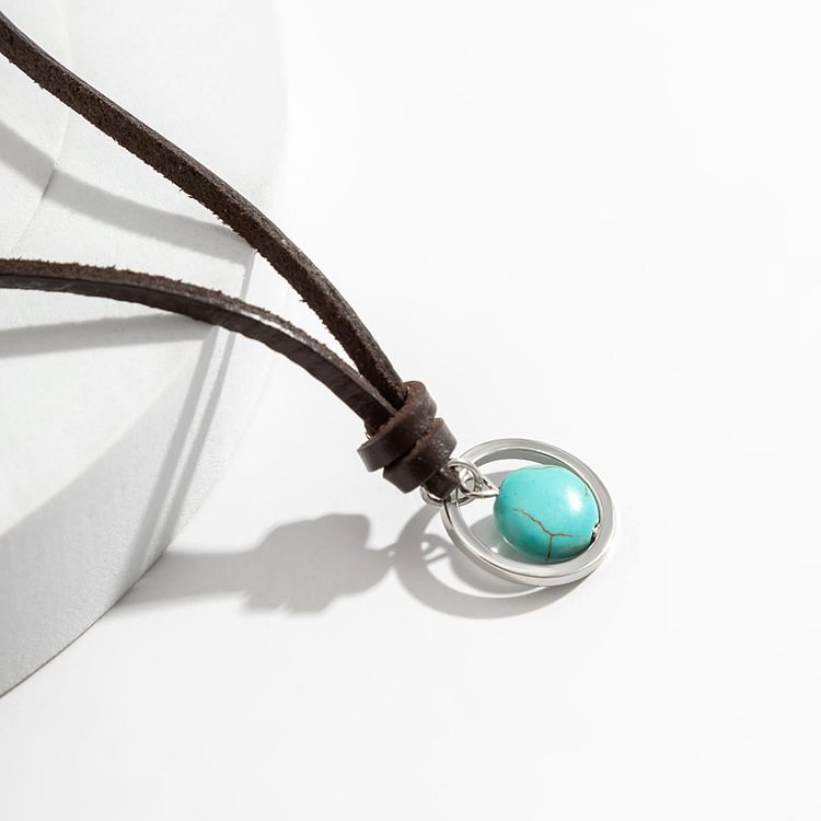 Men's Retro Turquoise Leather Necklace