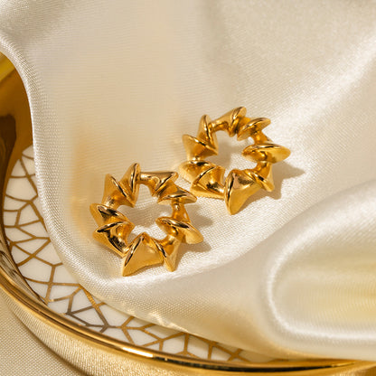 Gold Stainless Steel Irregular Grain Stud Earrings