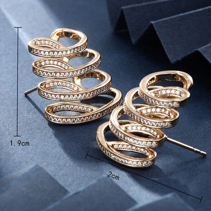 Four-prong Micro-encrusted Zirconium Letter E-shaped Earrings