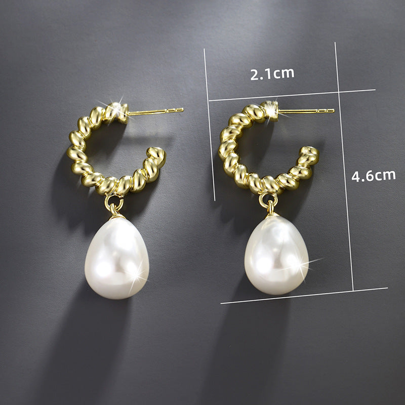 Twist Drop-shaped Imitation Pearl Earrings
