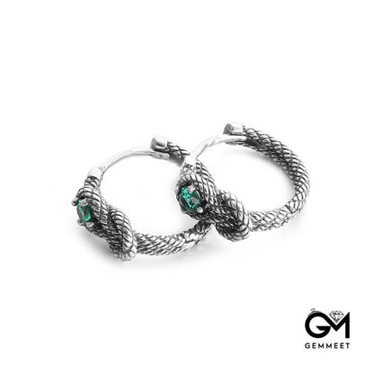Simple Rope Knot Green Zircon Earrings