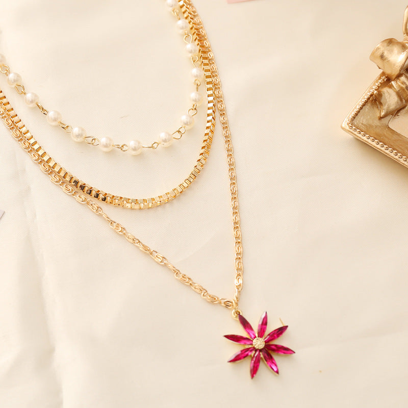 Pearl Flower Multilayer Necklace