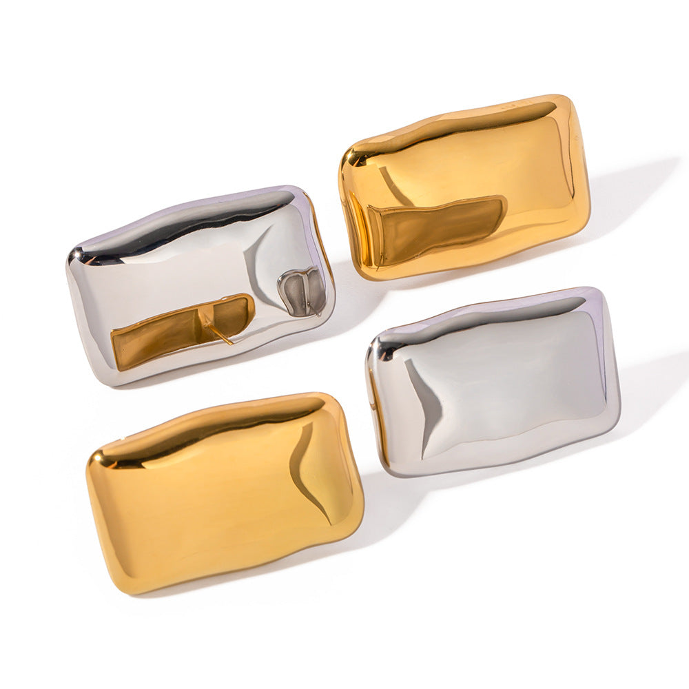 Stainless Steel High Touch Rectangular Earrings