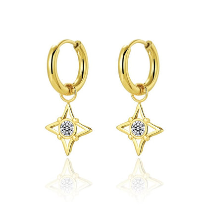 Natural White Turquoise Sun Moon Star Dangle Earrings