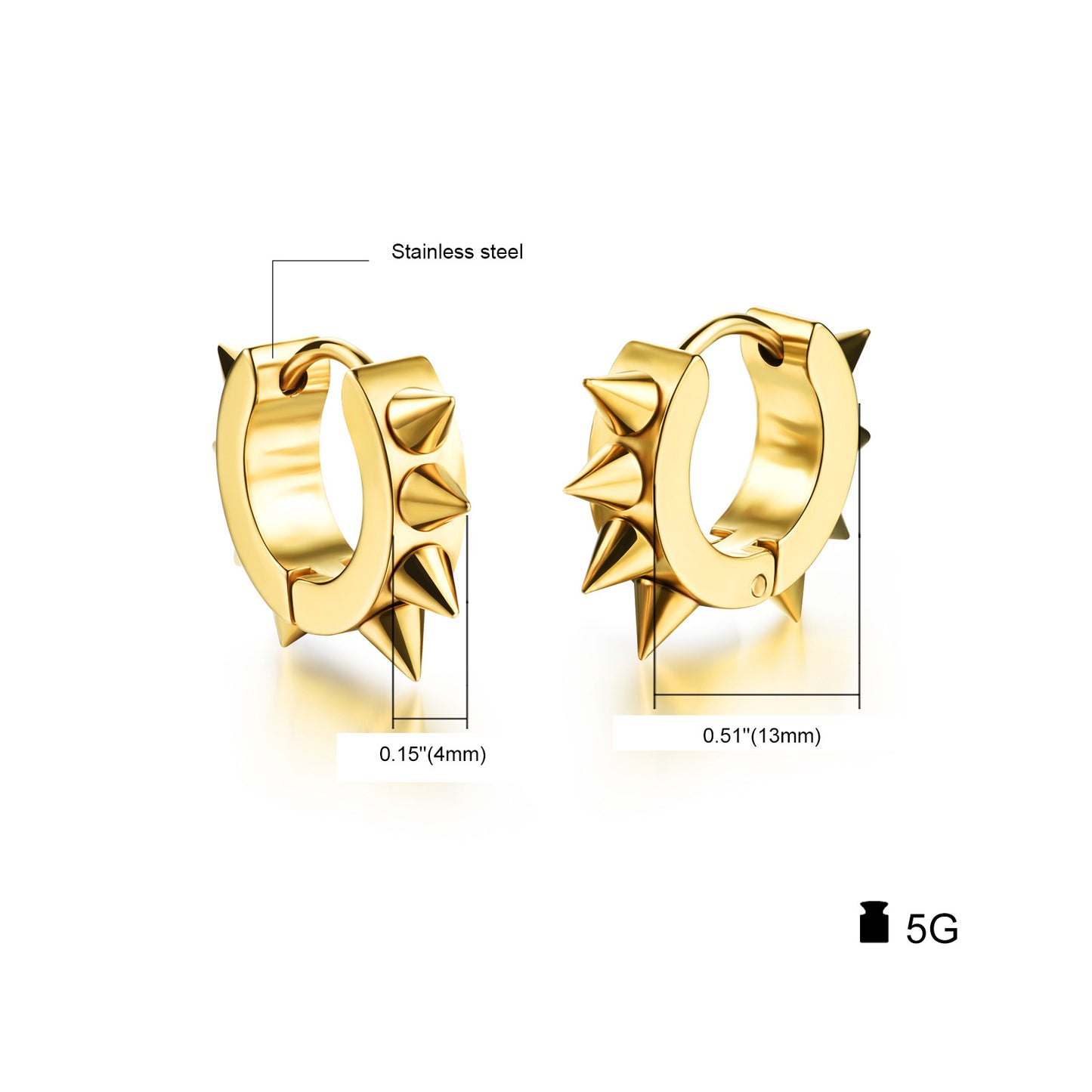 Stainless Steel Cone Hoop Earrings