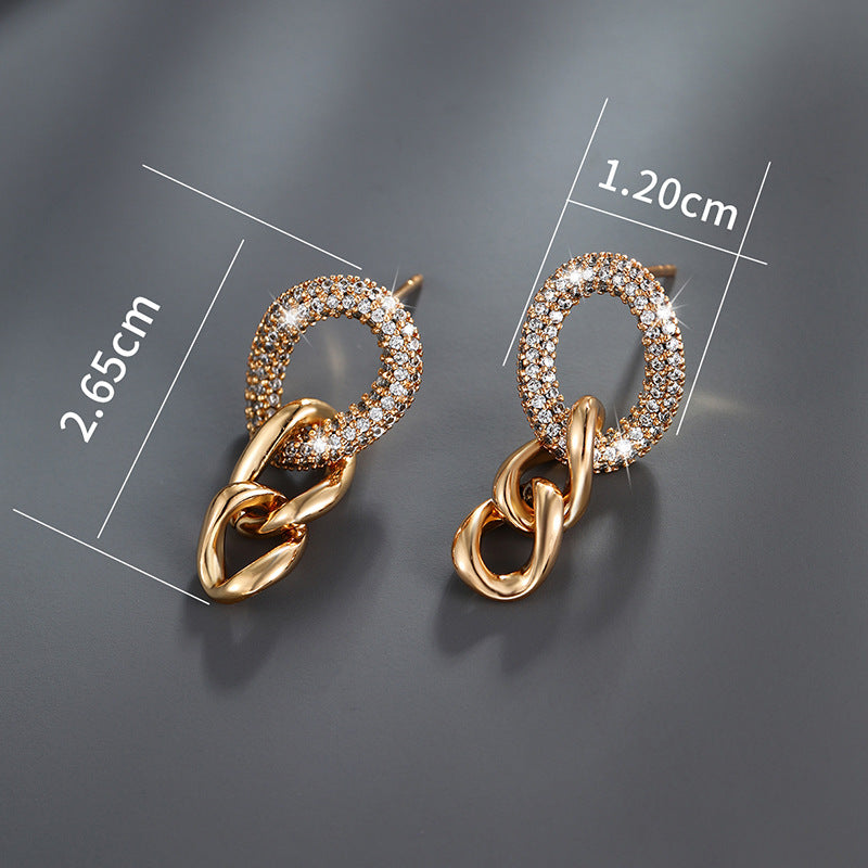 K-plated Gold-plated Interlocking Zircon Earrings