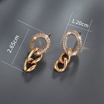 K-plated Gold-plated Interlocking Zircon Earrings
