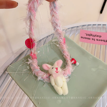 Braided Rope Rabbit Love Button Necklace