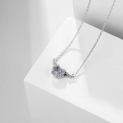 Geometric Zircon Platinum-plated Necklace for Women