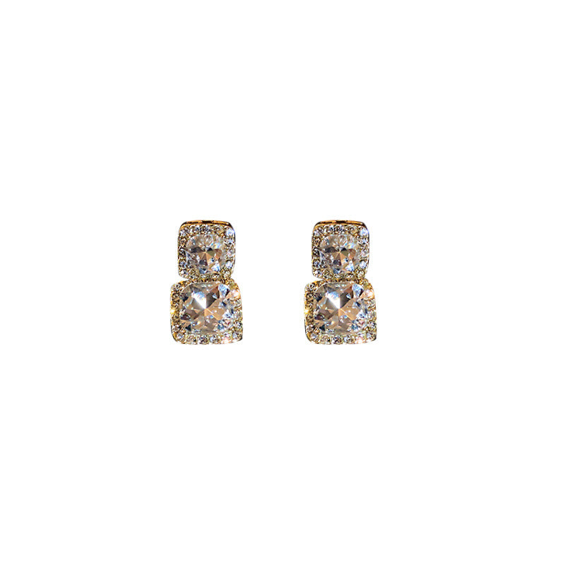Stylish New Diamond Alloy Block Earrings
