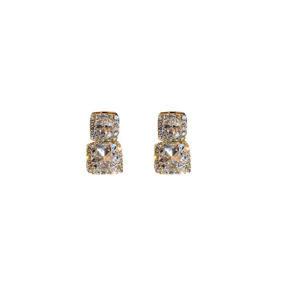 Stylish New Diamond Alloy Block Earrings