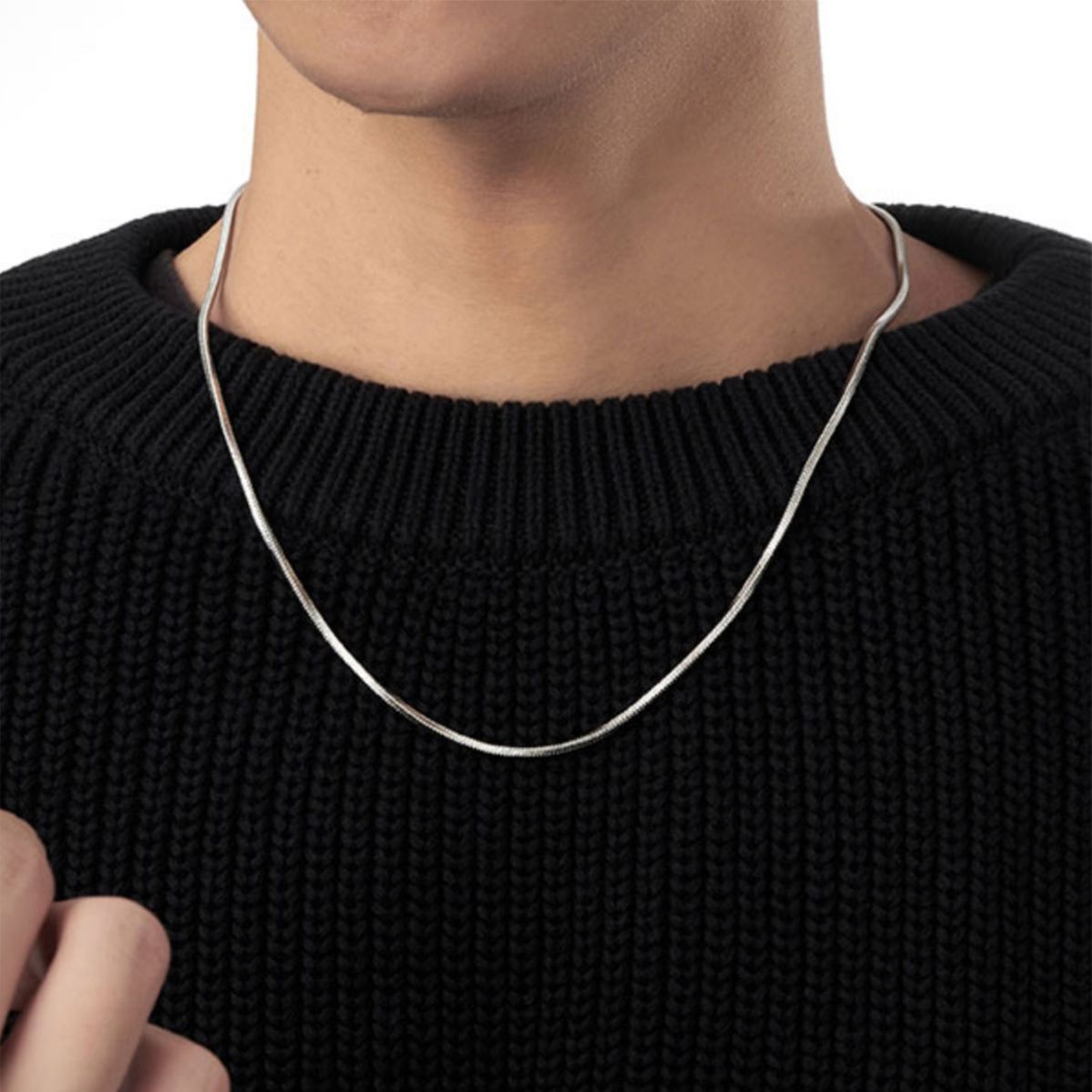 Stainless Steel Flat Simple Classic Men's Necklace