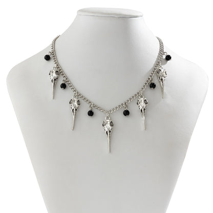 Halloween 2 Pcs Bird Skull Necklace & Earrings Set
