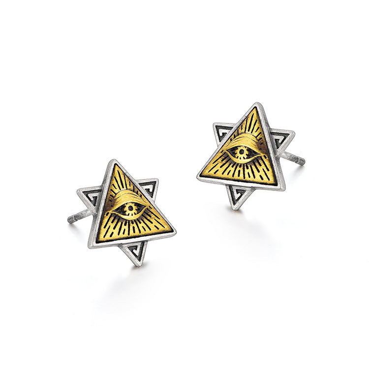 Triangle Eye Of God Sterling Silver Earrings