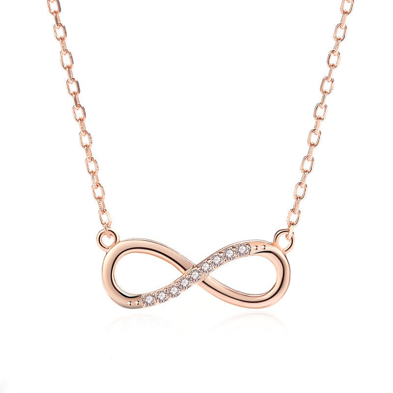 Simple Number 8 Zircon Mobius Necklace