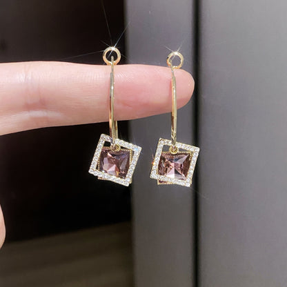 Stylish Square High Touch 925 Silver Needle Earrings