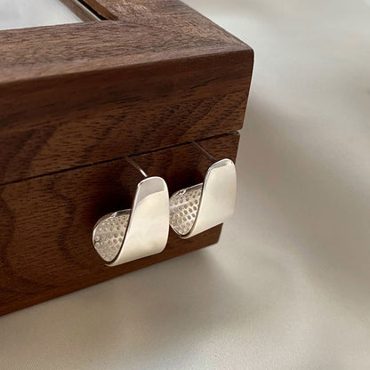 S925 Sterling Silver Geometric Bend Light Luxury Premium Earrings