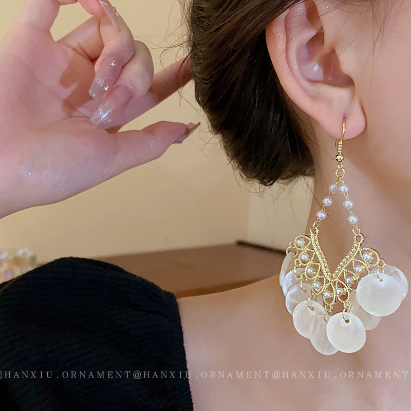 Mother-of-pearl Fringe Earrings