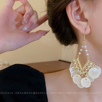 Mother-of-pearl Fringe Earrings