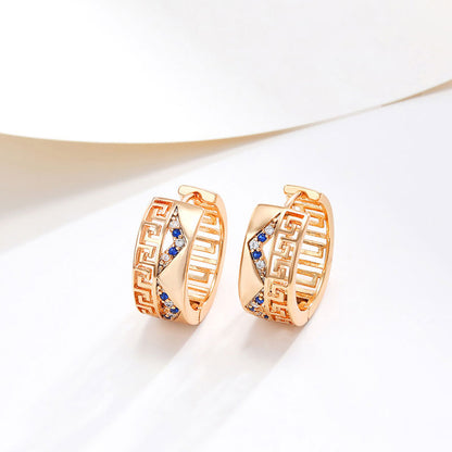 K-plated Gold-plated Zircon Pattern Earrings