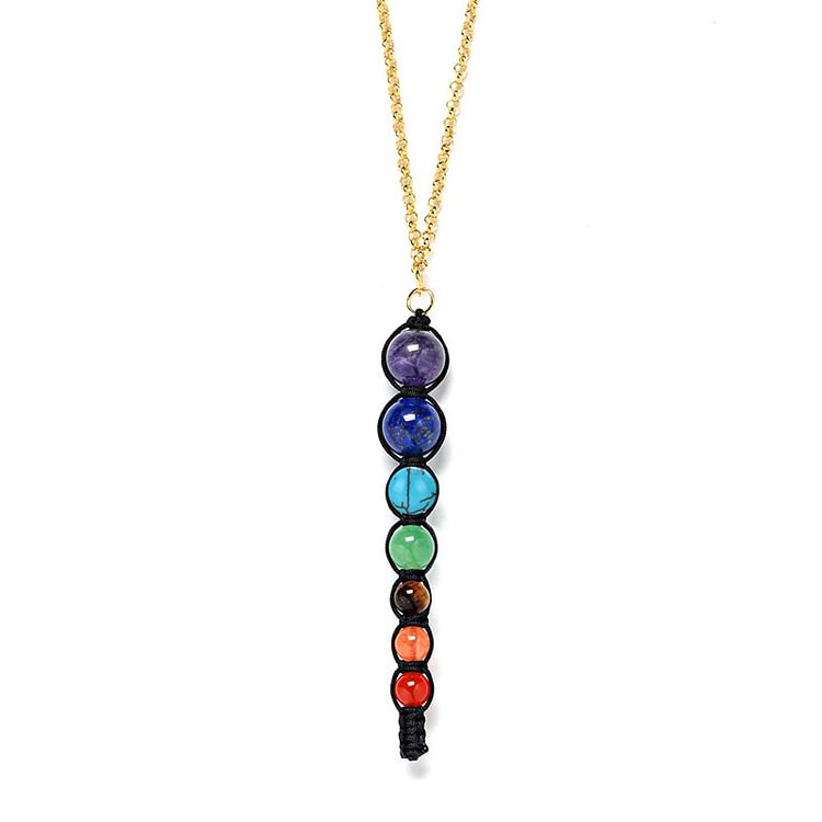 Chakra Colorful Stones Healing Rope Chain Necklace