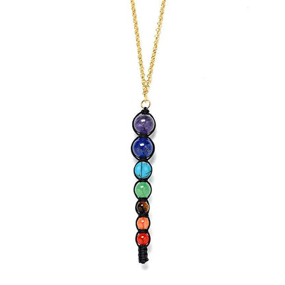 Chakra Colorful Stones Healing Rope Chain Necklace