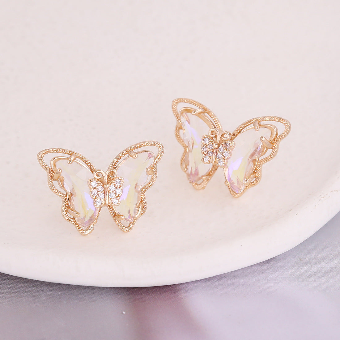 Copper Gradient Butterfly Stud Earrings