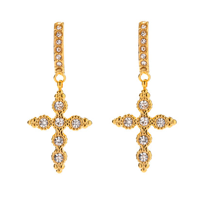 Fashion Cross Pendant Stainless Steel Earrings