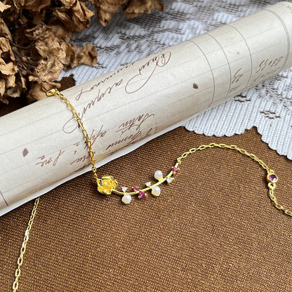 Red Tip Pearl Necklace Vintage Exquisite Daily Commute