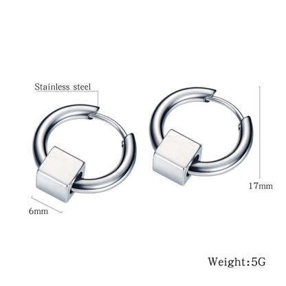 Stainless Steel Cubic Hoop Earrings