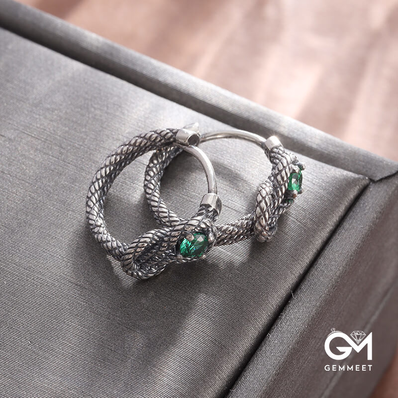 Simple Rope Knot Green Zircon Earrings