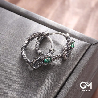 Simple Rope Knot Green Zircon Earrings