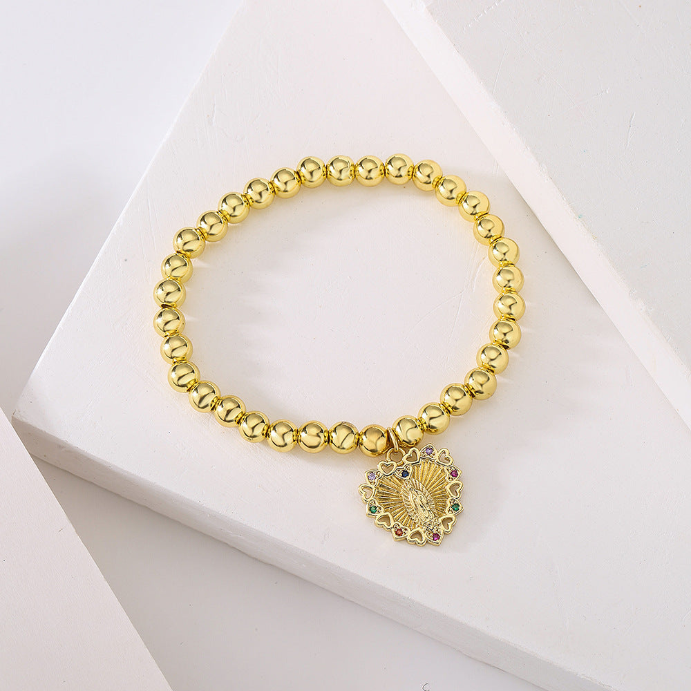 Golden Halo Virgin Mary Pendant Bracelet
