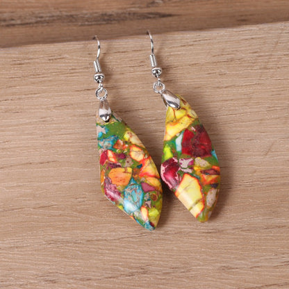 Simple Floral Colored Geometric Earrings