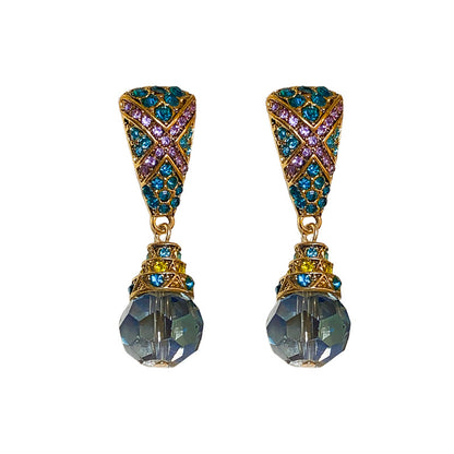 Middle Diamond Trapezoid Drop Earrings