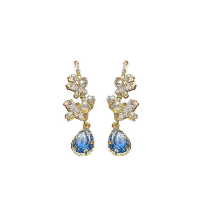 Elegant Fringed Butterfly Drop Earrings