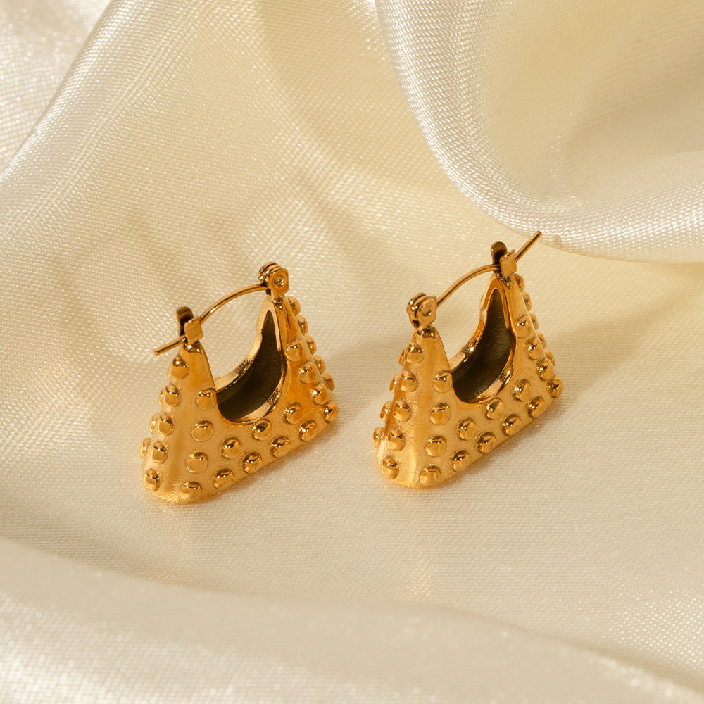 Gold Stainless Steel Polka Dot Handbag Earrings