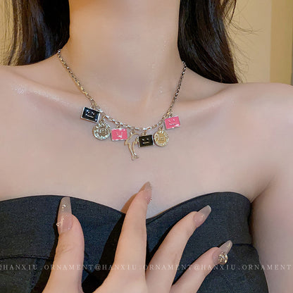 Smiley Face Round Dolphin Necklace