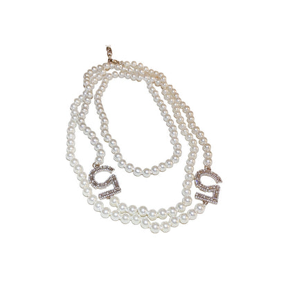 Square Digital Pearl Double Necklace