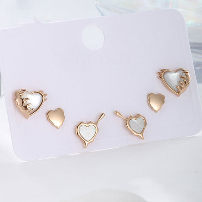 Lava Heart Three Pairs of Earrings Set for Women