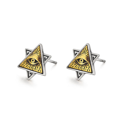 Triangle Eye Of God Sterling Silver Earrings