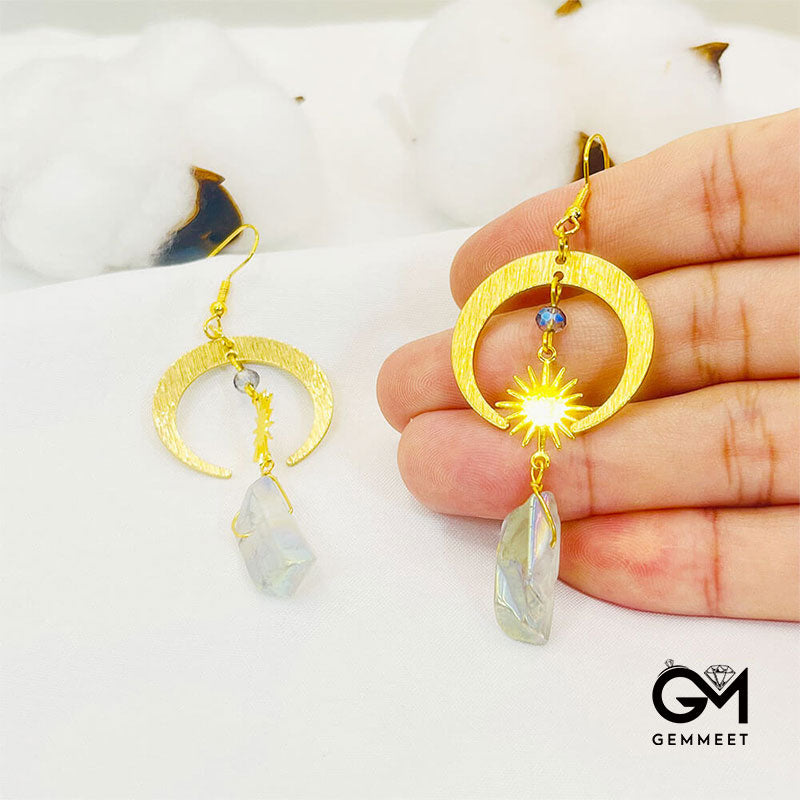 Bohemian Fashion Crescent Clear Crystal Earrings