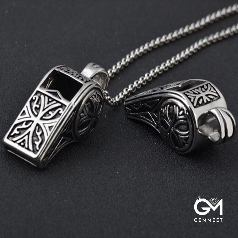 Men's Titanium Steel Whistle Vintage Necklace