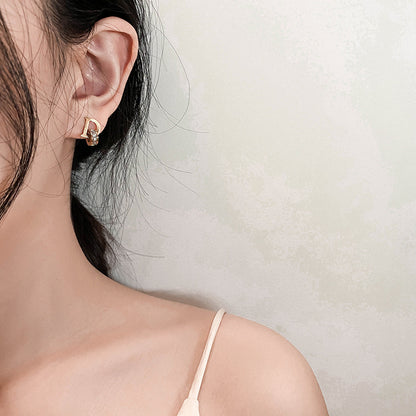 Titanium Steel Letter D Simple Rhinestone Earrings