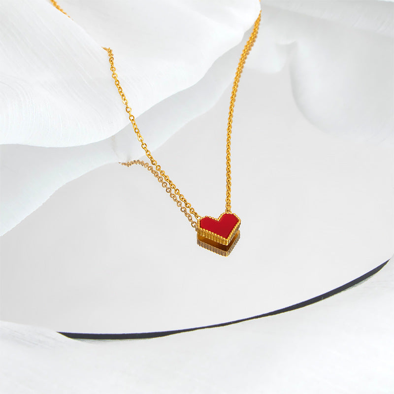 French Vintage Senior Sense with Love Titanium Steel Collar Bone Necklace