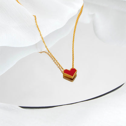 French Vintage Senior Sense with Love Titanium Steel Collar Bone Necklace