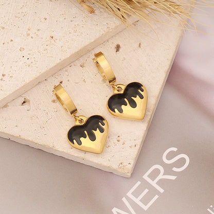 Stainless Steel Colored Love Drop Earrings