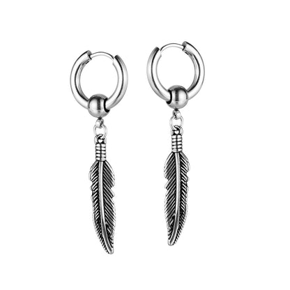 Titanium Steel Feather  Drop Earrings
